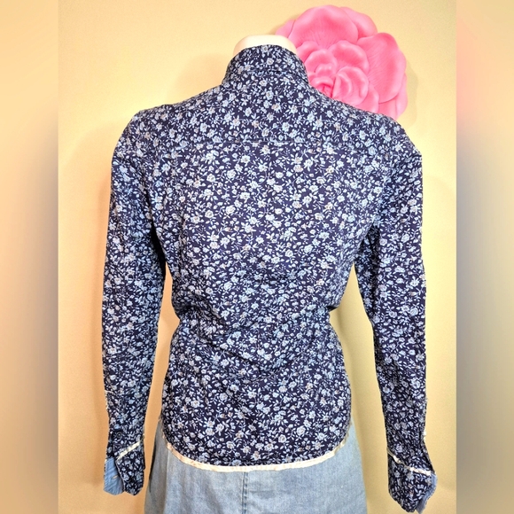 Pretty Floral Cotton Blouse Western Stampede Rodeo - Picture 4 of 8